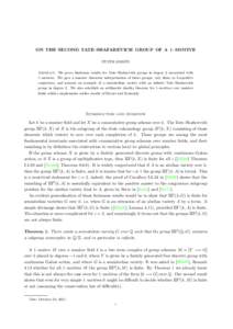 ON THE SECOND TATE–SHAFAREVICH GROUP OF A 1–MOTIVE PETER JOSSEN Abstract. We prove finiteness results for Tate–Shafarevich groups in degree 2 associated with 1–motives. We give a number theoretic interpretation o