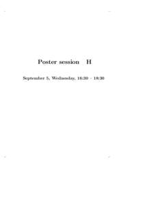 Poster session  H September 5, Wednesday, 16:30 – 18:30