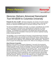 Contact: Roger McCay ·  ·   Press Release Contact: Roger McCay ·  ·   Engine for Nanotechnology TM