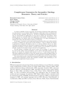 Journal of Artificial Intelligence Research–476  Submitted 08/11; publishedCompleteness Guarantees for Incomplete Ontology Reasoners: Theory and Practice