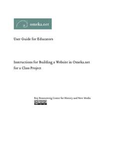 User Guide for Educators  Instructions for Building a Website in Omeka.net for a Class Project  Roy Rosenzweig Center for History and New Media