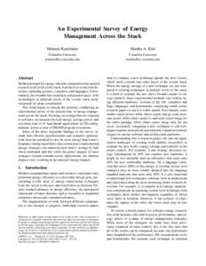An Experimental Survey of Energy Management Across the Stack Melanie Kambadur Martha A. Kim