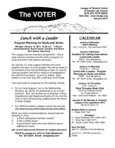 The VOTER  Lunch with a Leader CALENDAR