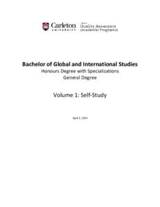 Bachelor of Global and International Studies Honours Degree with Specializations General Degree Volume 1: Self-Study