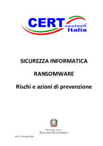 Sicurezza Informatica - Ransomware: rischi e azioni di prevenzione