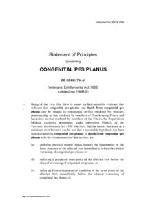 Instrument No.304 of[removed]Statement of Principles concerning  CONGENITAL PES PLANUS