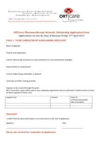 Microsoft Word - ORTicare scholarship application form