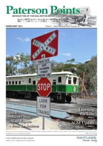 Paterson Points NEWSLETTER OF THE RAIL MOTOR SOCIETY INCORPORATED FEBRUARY 2013  Inside...