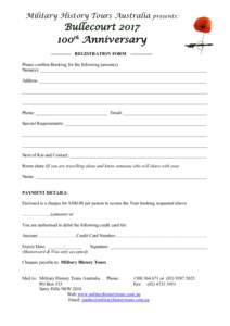 Bullecourt Centenary Tour Response Form