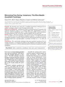 Minimizing Pain During Vasectomy: The Mini-Needle Anesthetic Technique