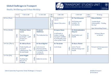 Global Challenges in Transport Health, Wellbeing and Urban MobilityIntroduction to course