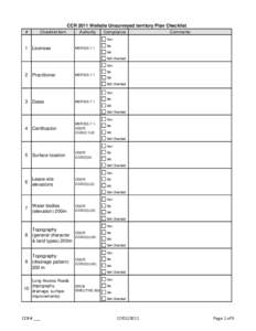 CCR 2011 Wellsite Unsurveyed territory Plan Checklist # Checklist item  Authority