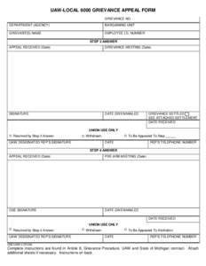 UAW-LOCAL 6000 GRIEVANCE FORM
