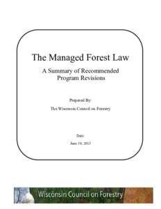 Managed Forest Law - Summary of Recommended Program Revisions