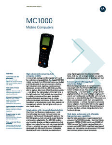 SPECification Sheet  MC1000 Mobile Computers  FEATURES
