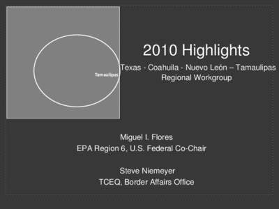2010 Highlights Texas-Coahuila-Nuevo Leon-Tamaulipas Regional Workgroup