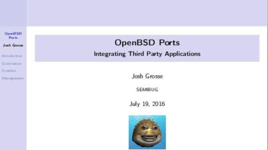 OpenBSD Ports Josh Grosse Introduction  OpenBSD Ports