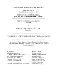 CASE NOT YET SCHEDULED FOR ORAL ARGUMENT CASE NOConsolidated with Case NoUNITED STATES COURT OF APPEALS FOR THE DISTRICT OF COLUMBIA CIRCUIT __________________________________________________