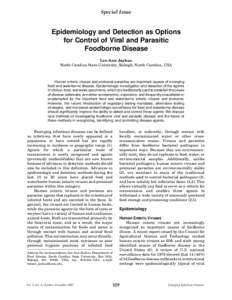 Special Issue  Epidemiology and Detection as Options for Control of Viral and Parasitic Foodborne Disease Lee-Ann Jaykus
