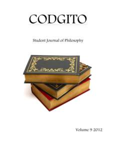 CODGITO Student Journal of Philosophy Volume[removed]  	
  