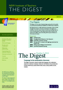 NSW Institute of Teachers  THE DIGEST[removed]The Digests