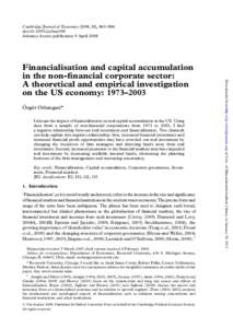 Cambridge Journal of Economics 2008, 32, 863–886 doi:cje/ben009 Advance Access publication 9 April 2008 ¨ zgu¨r Orhangazi* O