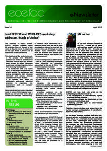 e-Newsletter EUROPEAN CENTRE FOR ECOTOXICOLOGY AND TOXICOLOGY OF CHEMICALS Issue 24 April 2013