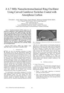 A 6.7 MHz Nanoelectromechanical Ring Oscillator Using Curved Cantilever Switches Coated with Amorphous Carbon