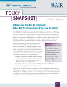 POLICY SNAPSHOT BY LAURA GOE
