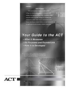 Your Guide to the ACT —What It Measures —Its Purposes and Foundations —How It Is Developed  ACT endorses the Code of Fair Testing Practices in