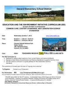 Oxnard Elementary School District  Free EEI Professional Development For Middle School Teachers  Na