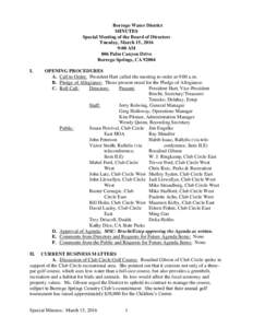 Borrego Water District MINUTES Special Meeting of the Board of Directors Tuesday, March 15, 2016 9:00 AM 806 Palm Canyon Drive