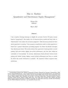 Man vs. Machine: Quantitative and Discretionary Equity Management ∗  Simona Abis