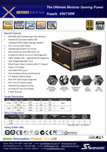 The Ultimate Modular Gaming Power Supply 650/750W Special Features ·