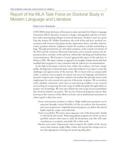 the modern language association of america  1 Report of the MLA Task Force on Doctoral Study in Modern Language and Literature