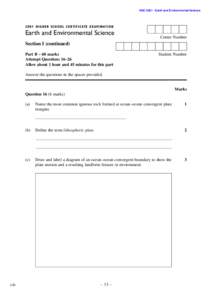 HSCEarth and Environmental ScienceHIGHER SCHOOL CERTIFIC ATE EXAMINATION Earth and Environmental Science