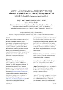 GEOPT17 - AN INTERNATIONAL PROFICIENCY TEST FOR ANALYTICAL GEOCHEMISTRY LABORATORIES - REPORT ON ROUND 17 / JulyCalcareous sandstone OU