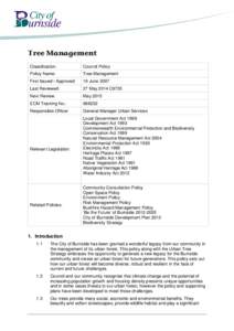 City of Burnside Policy Manual  Page 1 Tree Management Classification: