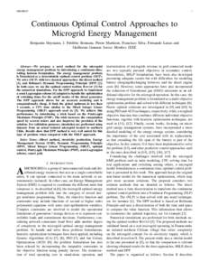 PREPRINT  1 Continuous Optimal Control Approaches to Microgrid Energy Management