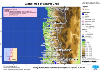 Global Map of central Chile  GLIDE Number: FLCHL (GLIDE: Global Unique Disaster Identifier)  Legend
