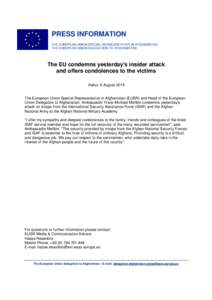 [removed]EUSR Press Release - EU condemns yesterday's insider attack - ENGLISH