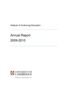 Institute of Continuing Education  Annual Report[removed]  Contents