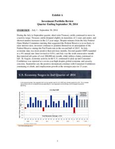Exhibit A Investment Portfolio Review Quarter Ending September 30, 2014 OVERVIEW – July 1 – September 30, 2014 During the July to September quarter, short term Treasury yields continued to move in a narrow range. Tre