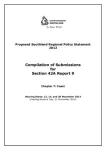 Proposed Southland Regional Policy Statement 2012 Compilation of Submissions for Section 42A Report 9