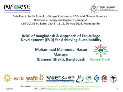 INDC of Bangladesh & Approach of Eco-Village Development (EVD) for achieving sustainability