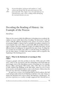 2  In most disciplines, professors ask students to “read” without specifying what this operation means for their particular field. This chapter traces the path laid out in a cultural history class, where reading enta