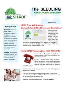 The SEEDLING Family SHADE Newsletter SummerFamily SHADE