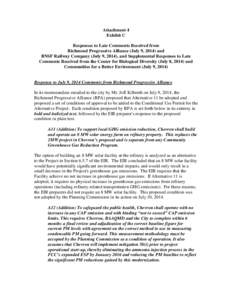 Attachment 4 Exhibit C Responses to Late Comments Received from Richmond Progressive Alliance (July 9, 2014) and BNSF Railway Company (July 9, 2014), and Supplemental Responses to Late Comments Received from the Center f