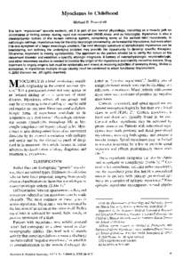 Myoclonus in Childhood Michael R . Pranzatelli The term 