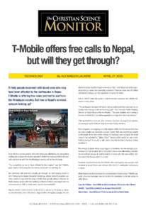 Deutsche Telekom / T-Mobile US / Nepal / Facebook / Text messaging / Short Message Service / Humanitarian response to the 2015 Nepal earthquake